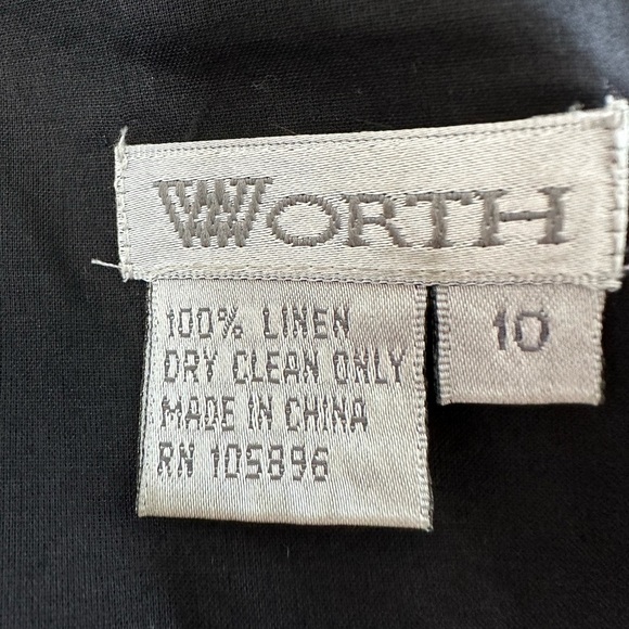 W by Worth Sleeveless Black Fitted Top, White Stitched Designs, Sash, Size 10 - Picture 8 of 9